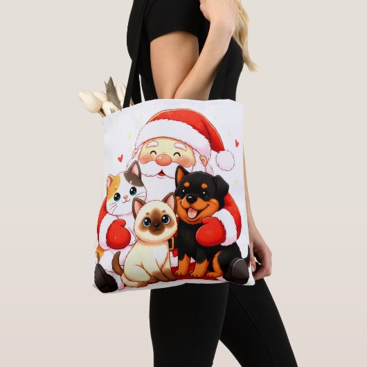 Pawsitively Huggable: Santa’s Snuggle Squad トートバッグ (クローズアップ)