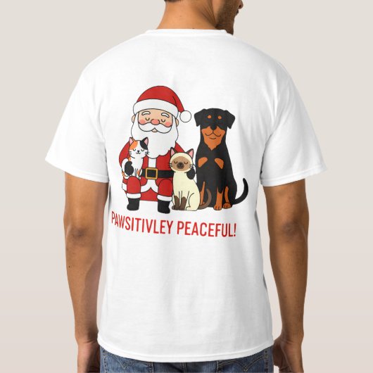 Pawsitively Peaceful: Santa’s Serene Pet Moment Tシャツ (裏面)