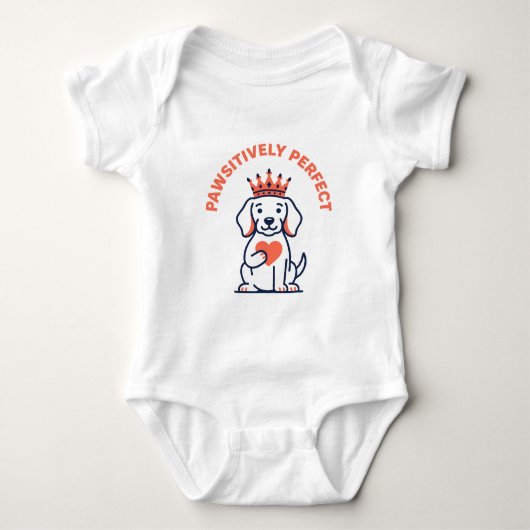 Pawsitively Perfect Royal Dog Nursery Decor ベビーボディスーツ (正面)