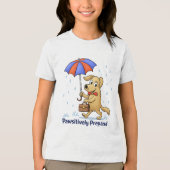 Pawsitively Prepared – Cute Dog with Umbrella トライブレンドＴシャツ (正面)