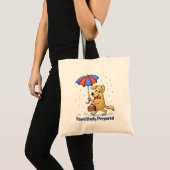 Pawsitively Prepared – Cute Dog with Umbrella トートバッグ (正面(商品))