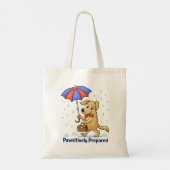 Pawsitively Prepared – Cute Dog with Umbrella トートバッグ (裏面)