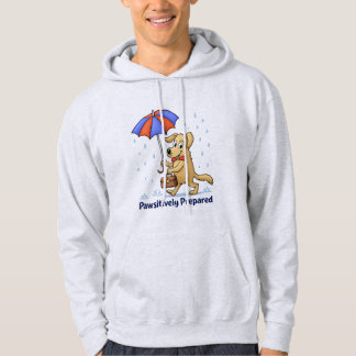 Pawsitively Prepared – Cute Dog with Umbrella パーカ