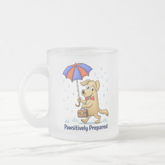 Pawsitively Prepared – Cute Dog with Umbrella フロストグラスマグカップ