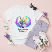 Pawsitively Purrfect Cute Cartoon White Cat Pun Tシャツ