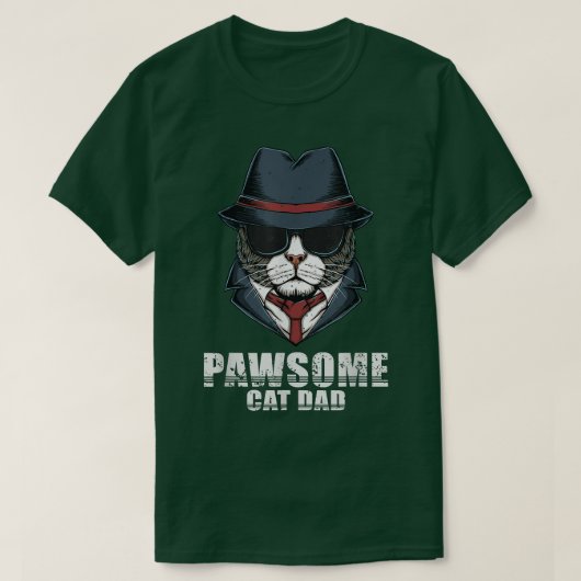 Pawsome Cat Dad Best Dad Ever Cat Daddy Cat Lovers Tシャツ (デザイン正面)
