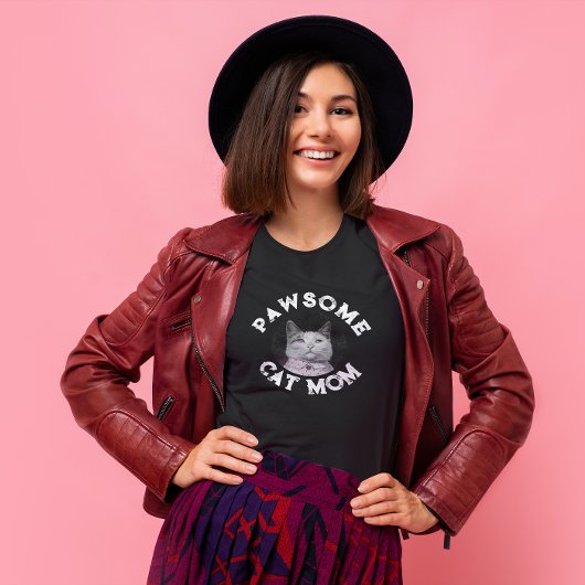 Pawsome Cat Mom - Personalizable Cat Photo Tシャツ