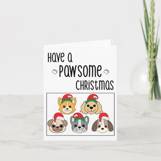 Pawsome Dog Christmas Card カード (正面)