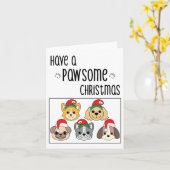 Pawsome Dog Christmas Card カード (黄色い花)