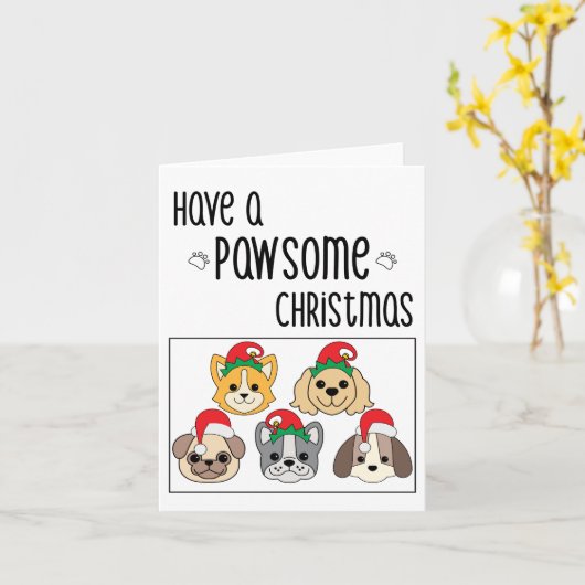 Pawsome Dog Christmas Card カード (黄色い花)