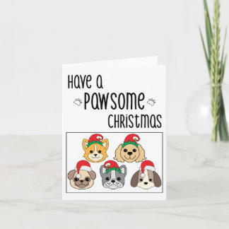 Pawsome Dog Christmas Card カード