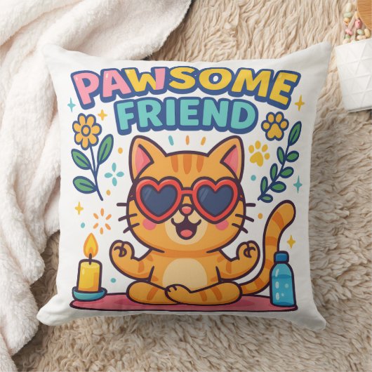 Pawsome Friend Because Every Cat Deserves Love クッション (ブランケット)