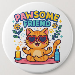 Pawsome Friend Because Every Cat Deserves Love 缶バッジ