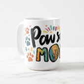 Pawsome MOMお洒落グラフィックとPawsカラフル コーヒーマグカップ (正面左)