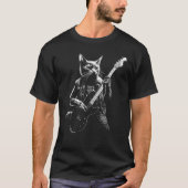 Pawsome Rhythms Cat Playing Guitar Art Tシャツ (正面)