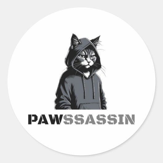 Pawssassin Cat Sticker ラウンドシール (正面)