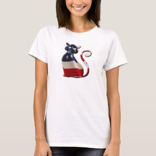 Pawtrioticのネコ科の女性のワイシャツのデザイン Tシャツ