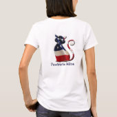 Pawtrioticのネコ科の女性のワイシャツのデザイン Tシャツ (裏面)