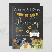 Pawtyの招待状犬の子犬の誕生日の招待状 招待状 (正面/裏面)