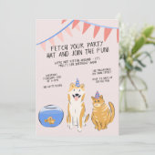 Pawty Time Kids Birthday Invitation | House Pets 招待状 (スタンド正面)