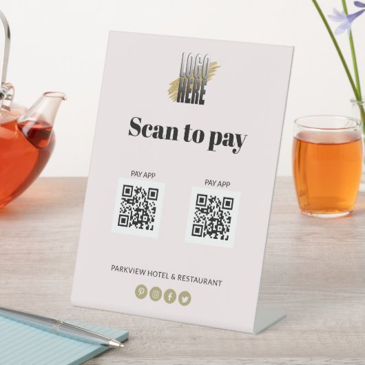 Pay Apps シンプル 2 QRコードに対するロゴスキャン赤面 台座サイン (インサイチュ)