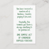Pay Forward Random Act of Kindness エメラルドグリーン 名刺 (裏面)