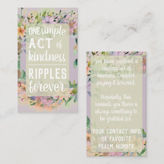Pay it Forward Random Act Kindness Cute Wildflower 名刺 (正面/裏面)