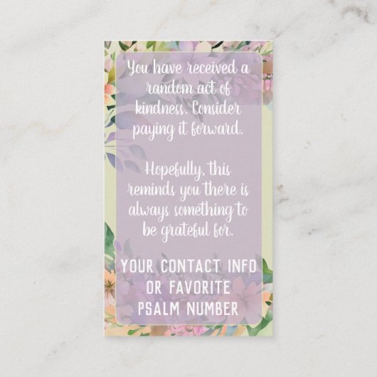 Pay it Forward Random Act Kindness Cute Wildflower 名刺 (裏面)