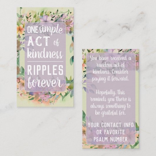 Pay it Forward Random Act Kindness Cute Wildflower 名刺 (正面/裏面)