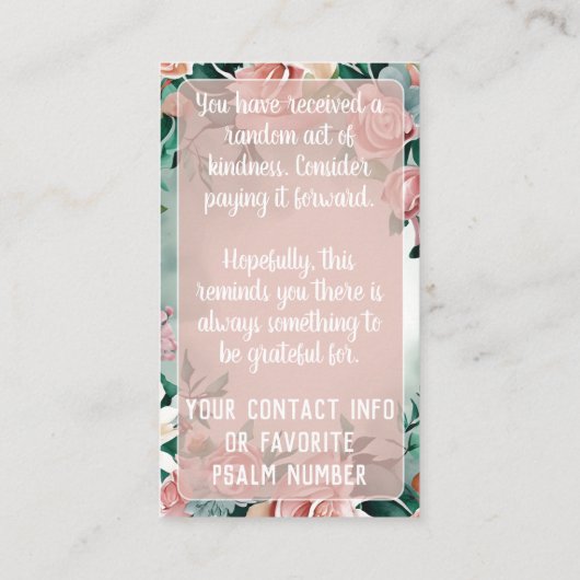 Pay it Forward Random Act Kindness Pastel Floral 名刺 (裏面)