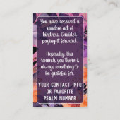 Pay it Forward Random Act Kindness Pink Lilies  名刺 (裏面)