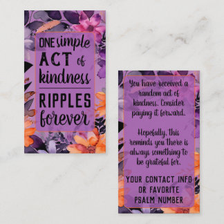 Pay it Forward Random Act Kindness Purple Orange 名刺