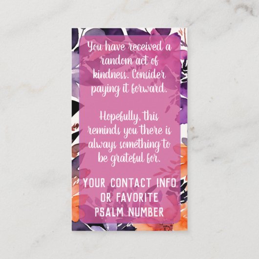 Pay it Forward Random Act Kindness Stargazer Lily 名刺 (裏面)