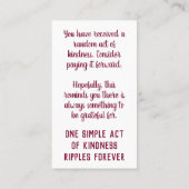 Pay it Forward Random Act of Kindness Animal Lover 名刺 (裏面)
