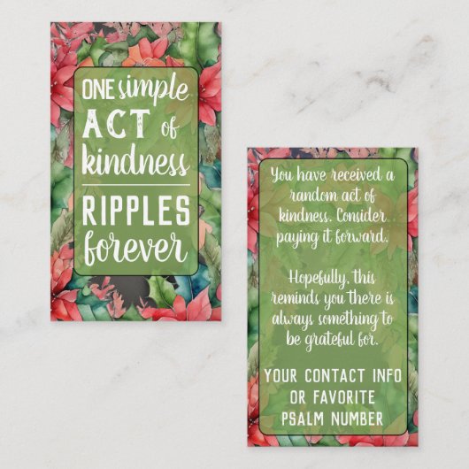 Pay it Forward Random Act of Kindness Christmas 名刺 (正面/裏面)