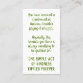 Pay it Forward Random Act of Kindness Lime Green 名刺 (裏面)