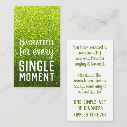 Pay it Forward Random Act of Kindness Lime Green 名刺 (正面/裏面)