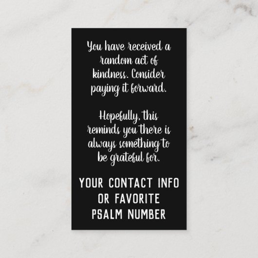 Pay it Forward Random Act of Kindness Paradise 名刺 (裏面)