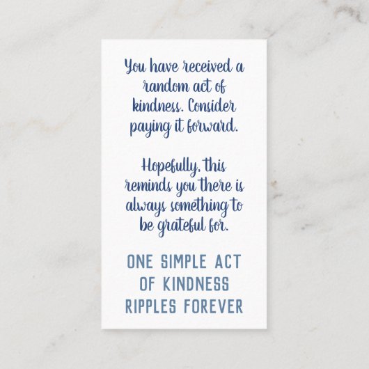 Pay it Forward Random Act of Kindness Winter Birds 名刺 (裏面)