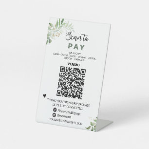 *~* PAY QRコードテーブル上のテントペデスタル標識 台座サイン