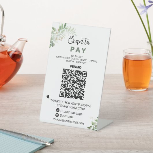 *~* PAY QRコード卓上表テントペデスタルサイン 台座サイン (インサイチュ)