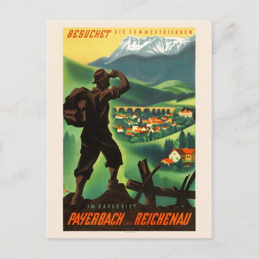 Payerbach Reichenau Austria Vintage Poster 1938 ポストカード (正面)