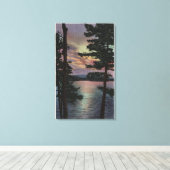 Payette Lake, ID - Evintide on Lake Scene キャンバスプリント (インサイチュ (ウッドフロア))