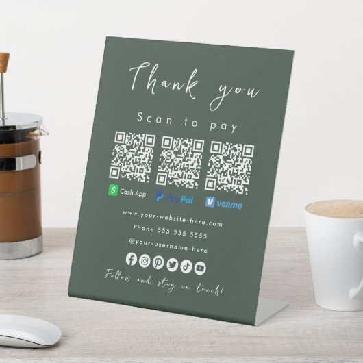 Paypalキャッシュアプリベンモフォレストグリーンに感謝 台座サイン (インサイチュ)