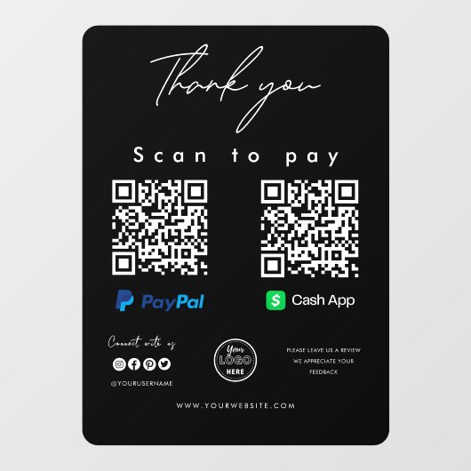 PaypalキャッシュアプリQRコードありがとうありがとう ウィンドウサイン (シート)