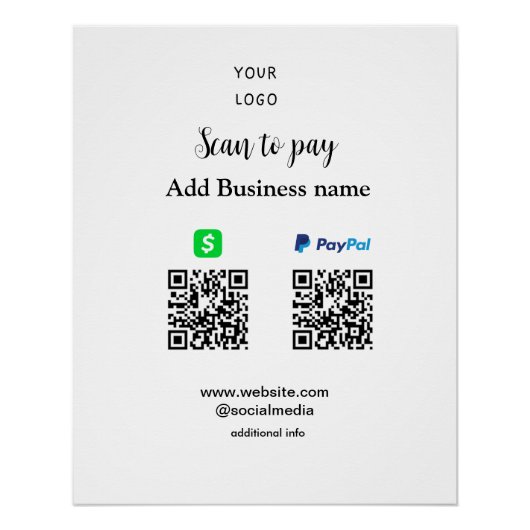 Paypal CashappスキャンしてQRを支払う追加ビジネス名lo ポスター (正面)