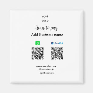 Paypal CashappスキャンしてQRを支払う追加ビジネス名lo マグネット