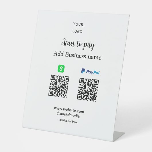Paypal CashappスキャンしてQRを支払う追加ビジネス名lo 台座サイン (正面)