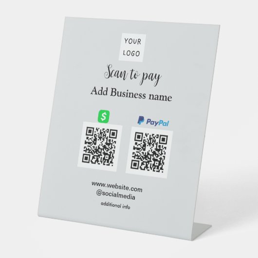 Paypal CashappスキャンしてQRを支払う追加ビジネス名lo 台座サイン (正面)