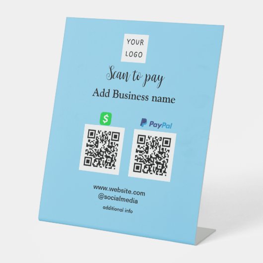 Paypal CashappスキャンしてQRを支払う追加ビジネス名lo 台座サイン (正面)